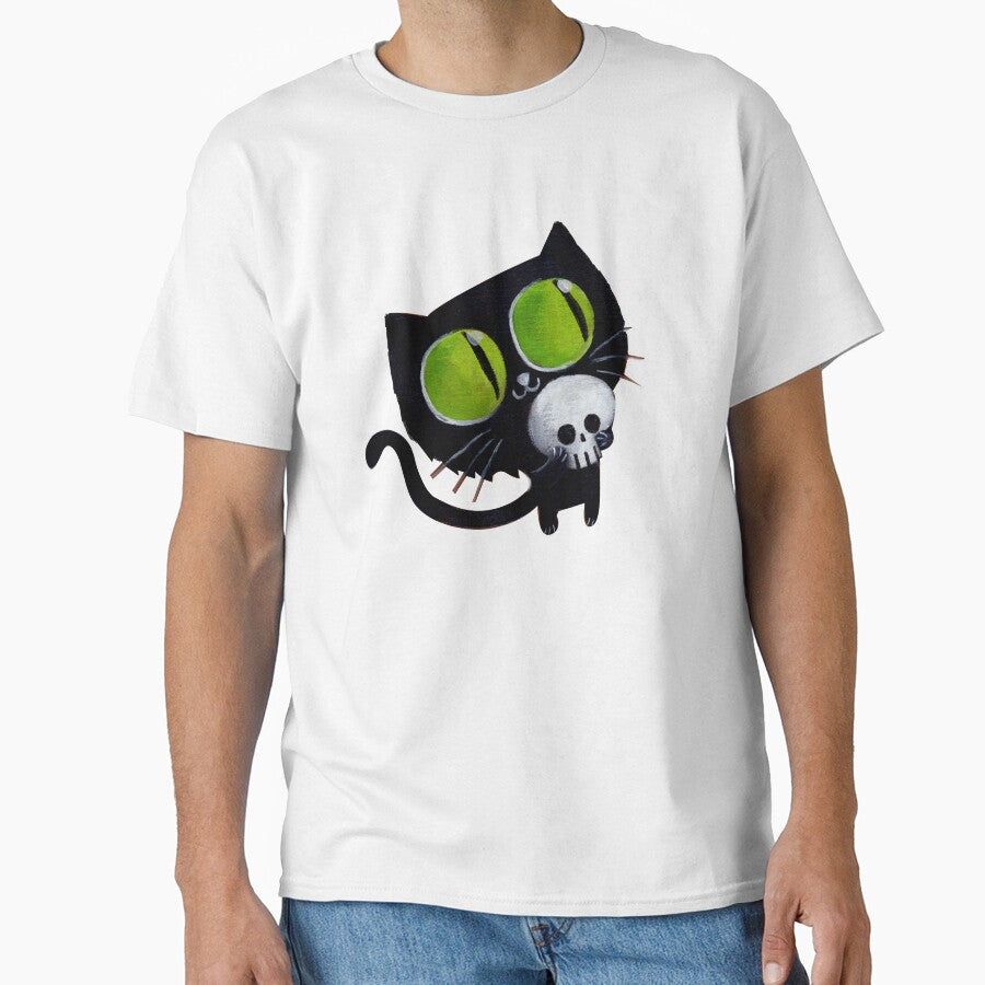 Black Halloween Cat with Skull by colonelle T-Shirts, Hoodie, Sweatshirt | BlankRebels.com (Image 1)