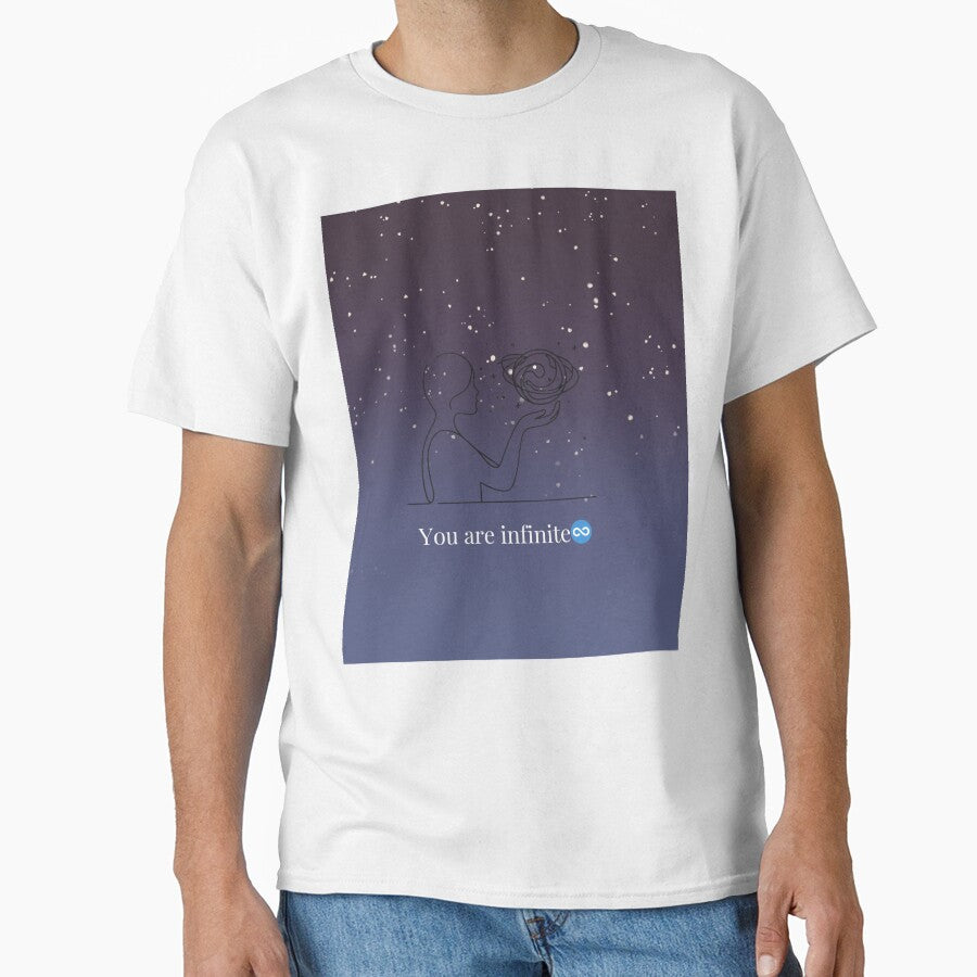 Minimalist Cosmic Line Art – "You Are Infinite" Inspirational Design by RoyaleRang T-Shirts, Hoodie, Sweatshirt (Image 1)