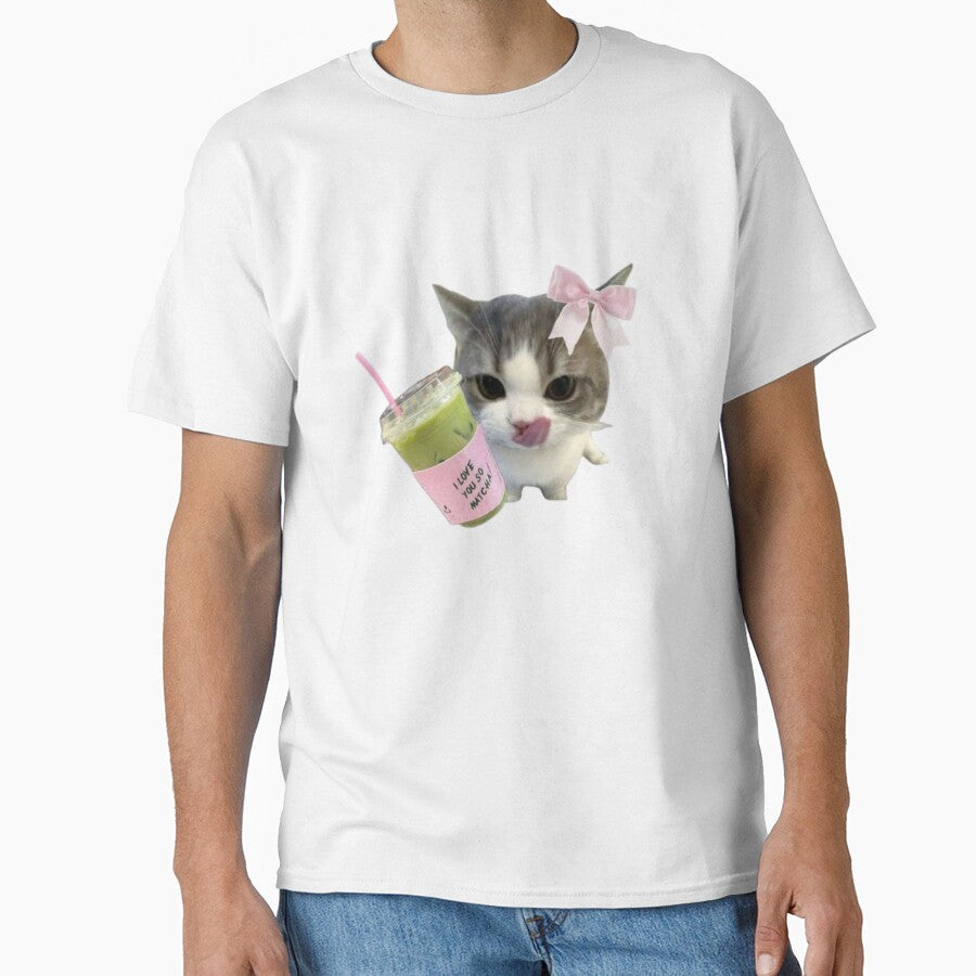 Coquette Aesthetic Cat Drinking Iced Matcha Green Tea by Theselinara T-Shirts, Hoodie, Sweatshirt | BlankRebels.com (Image 1)