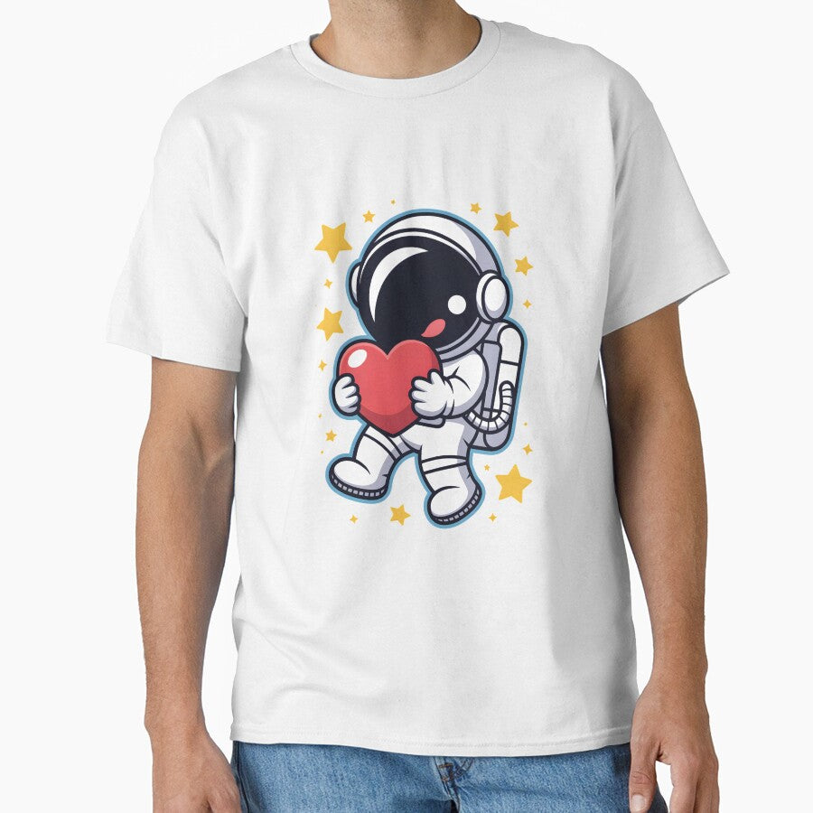 Cute Astronaut Holding Heart. Kawaii Space Love Design. Stickers. by Aknarin Thika T-Shirts, Hoodie, Sweatshirt (Image 1)