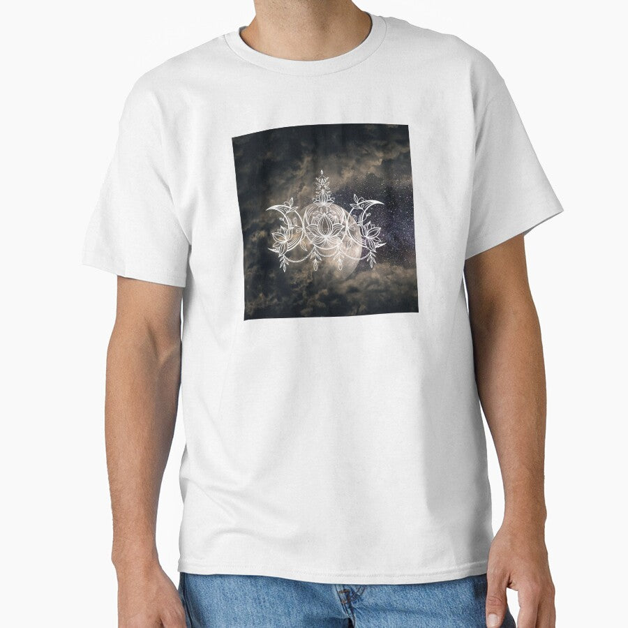 Triple Moon Lunar Full Moon Lotus Flower by WildWoodlandWitch T-Shirts, Hoodie, Sweatshirt | BlankRebels.com (Image 1)