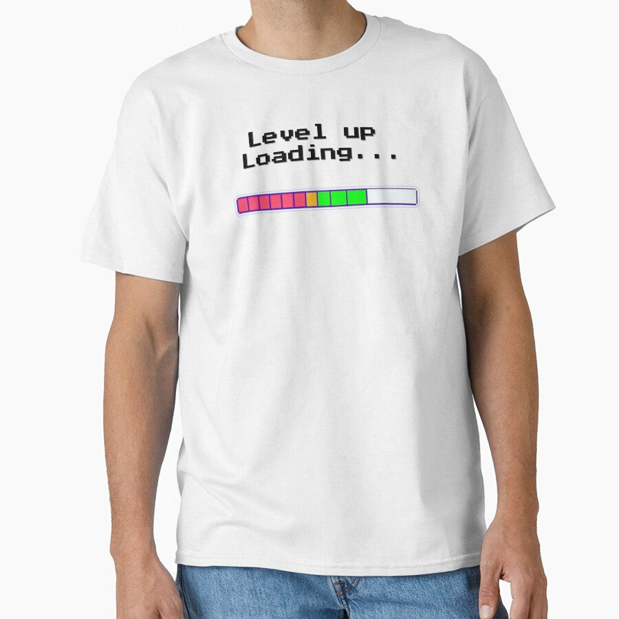 "Level Up - Loading" Retro Gaming Design | Vintage Gamer Art for T-Shirts, Mugs, Posters & More by ThePixelForge