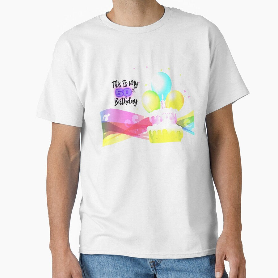 50th Birthday Design With Balloons And Birthday Cake by kassiekewl T-Shirts, Hoodie, Sweatshirt | BlankRebels.com (Image 1)
