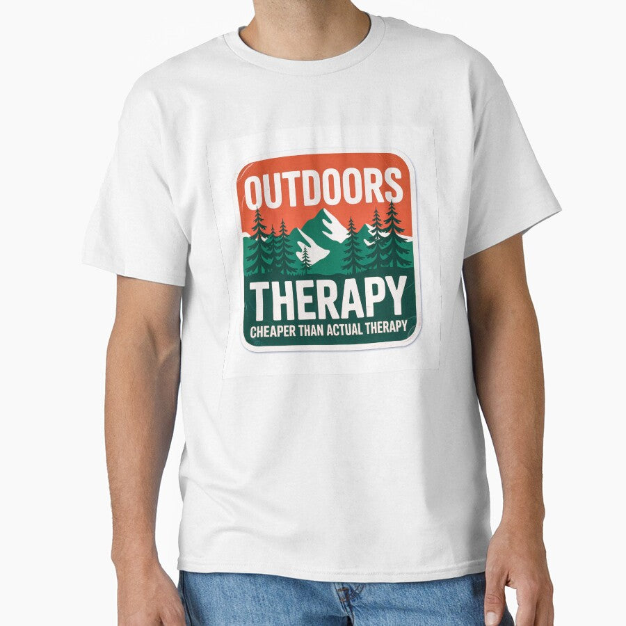 Outdoors Therapy Cheaper Than Therapy Sticker by DoctorPepper T-Shirts, Hoodie, Sweatshirt | BlankRebels.com (Image 1)