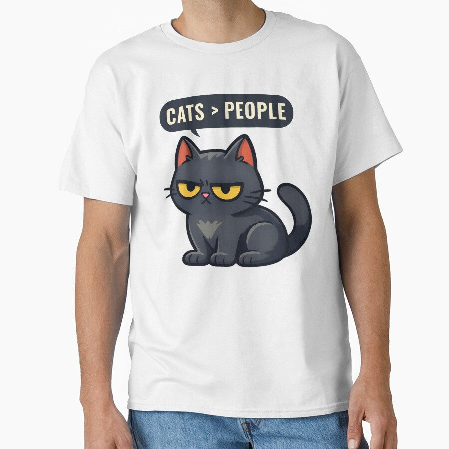 Cats Over People – Funny Cat Lover Humor Design by Elmer Green T-Shirts, Hoodie, Sweatshirt | BlankRebels.com (Image 1)