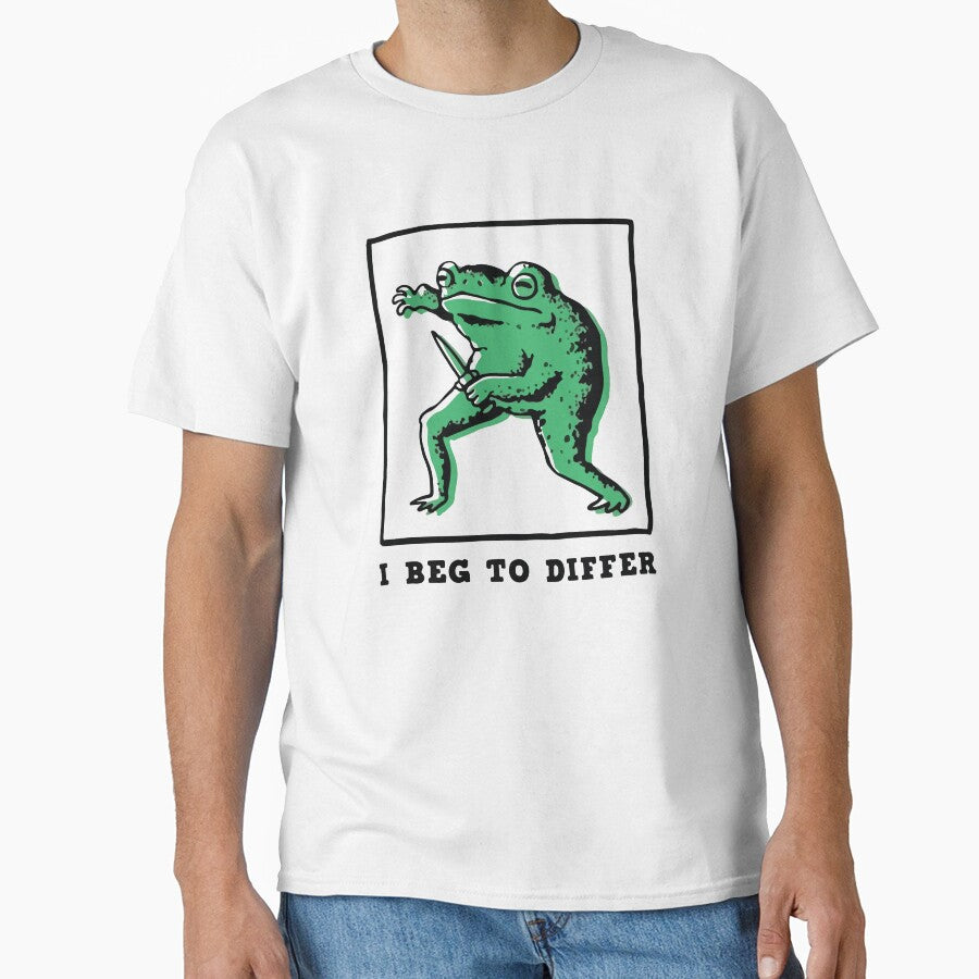 Funny Frog with Knife – "I Beg to Differ" Meme by BrownHorse90s T-Shirts, Hoodie, Sweatshirt | BlankRebels.com (Image 1)