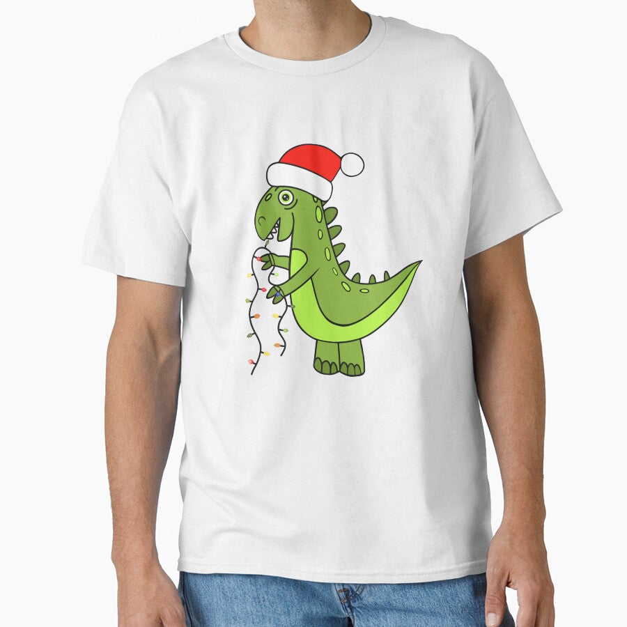 Funny Green Dinosaur Wearing A Santa Hat by Sartoris Art T-Shirts, Hoodie, Sweatshirt | BlankRebels.com (Image 1)