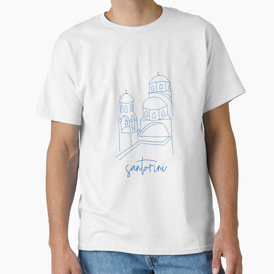 minimalist santorini landmark in blue by neopop T-Shirts, Hoodie, Sweatshirt | BlankRebels.com (Image 1)