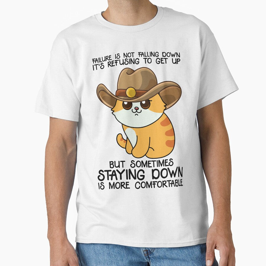 Motivational Cat Cowboy Quote - 'Failure is Not Falling Down' by Design_for_merch T-Shirts, Hoodie, Sweatshirt (Image 1)