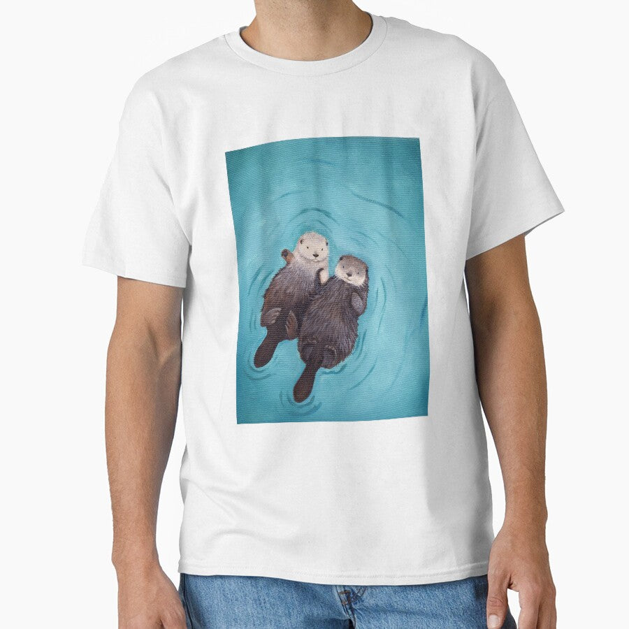 Otterly Romantic - The Official Otters Holding Hands by wguineapigsfly T-Shirts, Hoodie, Sweatshirt (Image 1)