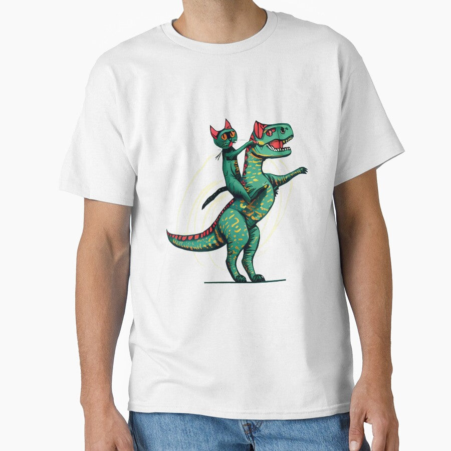 Funny Cat Riding Dinosaur T rex by Ridaelb T-Shirts, Hoodie, Sweatshirt | BlankRebels.com (Image 1)