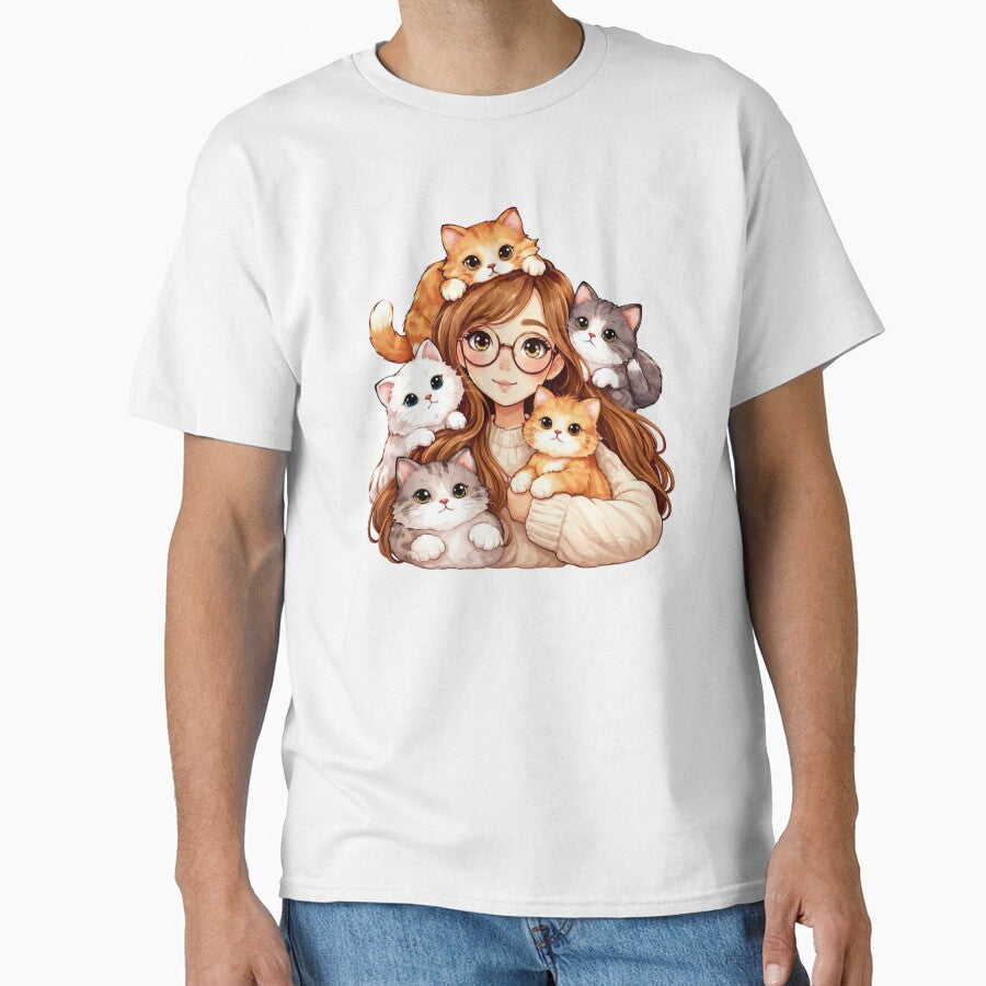 Girl and Cats - True Cat Lover by Myra365Art T-Shirts, Hoodie, Sweatshirt | BlankRebels.com (Image 1)
