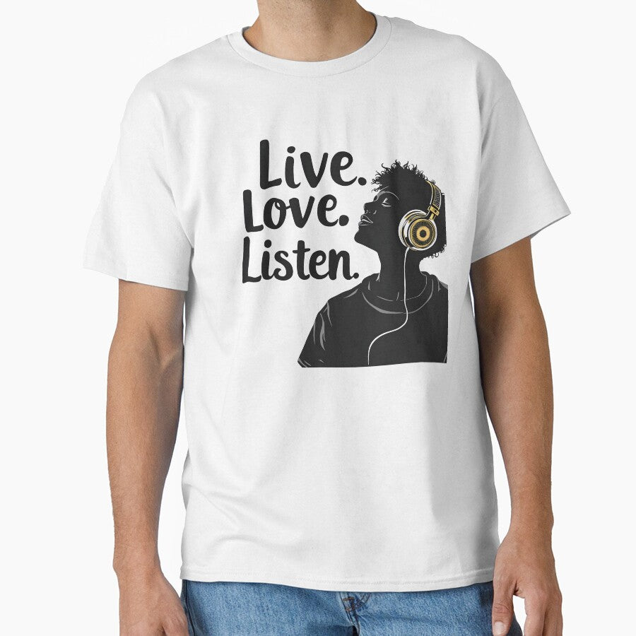 Live Love Listen: Music Listener Silhouette by Jollys-ArtShop T-Shirts, Hoodie, Sweatshirt | BlankRebels.com (Image 1)