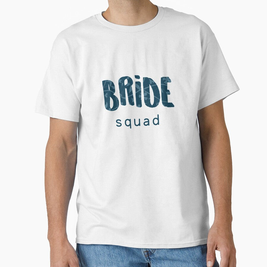 Bride squad floral typography art in blue by Interpret108 T-Shirts, Hoodie, Sweatshirt | BlankRebels.com (Image 1)