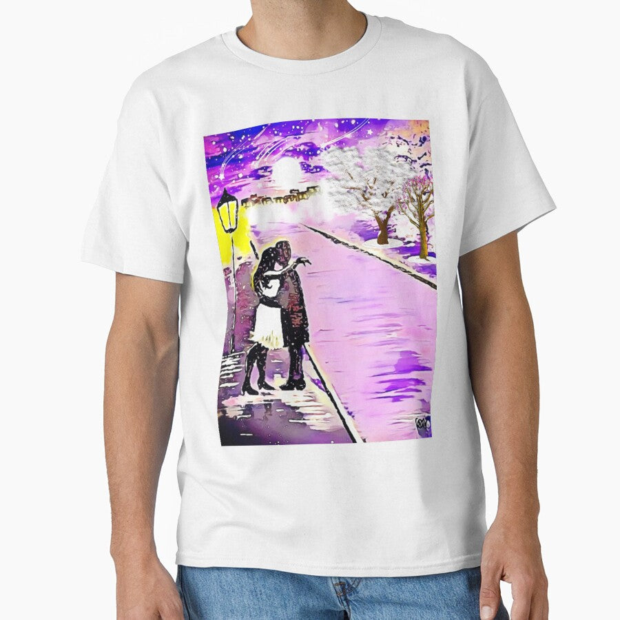 Romantic Couple Embracing Under Full Moon by gleefulme T-Shirts, Hoodie, Sweatshirt | BlankRebels.com (Image 1)