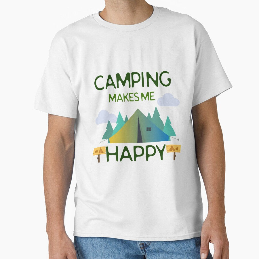 Camping Lovers - Camping Makes Me Happy Design by MclaughlinGifts T-Shirts, Hoodie, Sweatshirt | BlankRebels.com (Image 1)