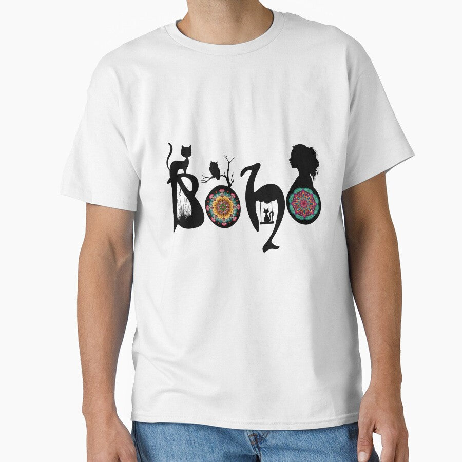 Boho Ornamental Typography T-Shirt - BOHO by GorinART Hoodie, Sweatshirt | BlankRebels.com (Image 1)
