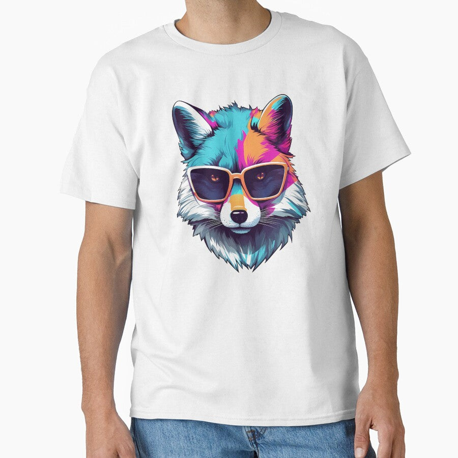 Raccoon with sunglasses - Retrowave style - Trash panda by Vansky-Art T-Shirts, Hoodie, Sweatshirt (Image 1)