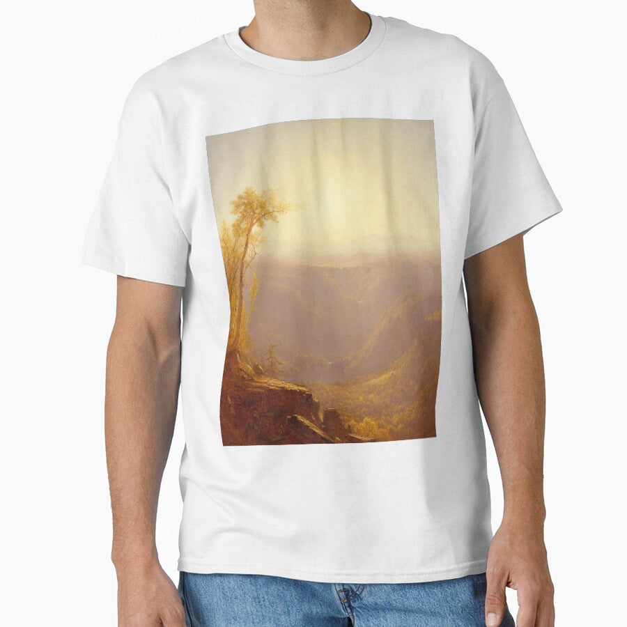 Sunset painting, Sunset Artwork, A Gorge in the Mountains by danaJG T-Shirts, Hoodie, Sweatshirt | BlankRebels.com (Image 1)