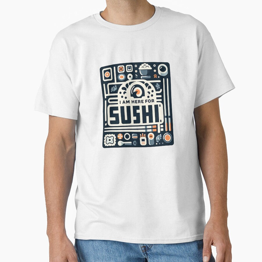 I Am Here for Sushi – Minimalist Cubic Art for Sushi Lovers by OzzFrequency T-Shirts, Hoodie, Sweatshirt (Image 1)