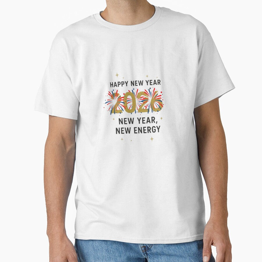 Golden Fireworks "Happy New Year 2026" – New Year, New Energy Celebration Design by GloboStyle Design T-Shirts,... (Image 1)