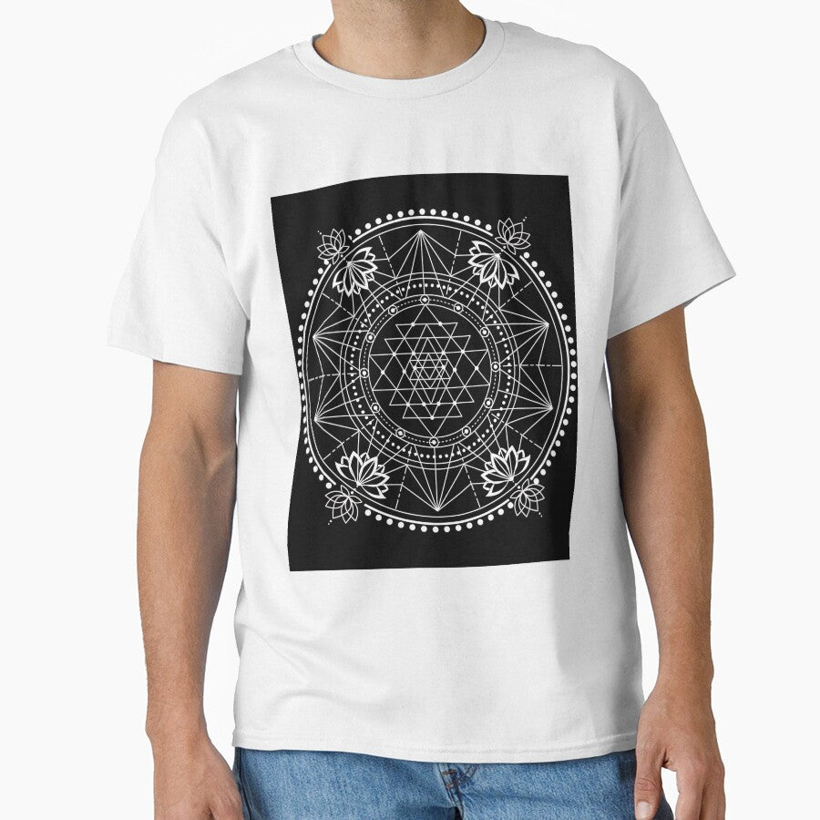 Lotus and Sri Yantra grid for meditation and crystal gridding by BlueSkyHealing T-Shirts, Hoodie, Sweatshirt (Image 1)