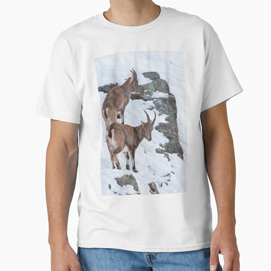 Ibex On Snow Covered Hill by Michael Cummings T-Shirts, Hoodie, Sweatshirt | BlankRebels.com (Image 1)