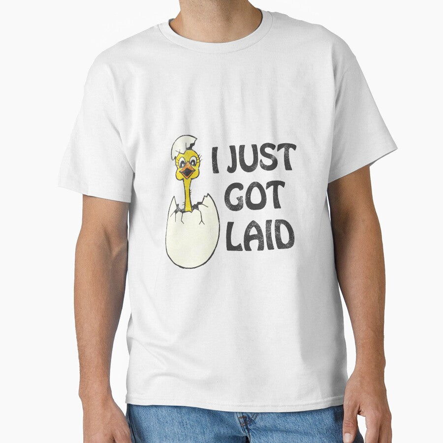 I Just Got Laid Vintage Distressed Design, Vintage Funny Saying, Chicken Just Got Laid by ArtifulPrints... (Image 1)