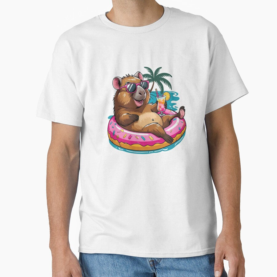 Tropical Capybara on Pool Float by skdigicraze T-Shirts, Hoodie, Sweatshirt | BlankRebels.com (Image 1)