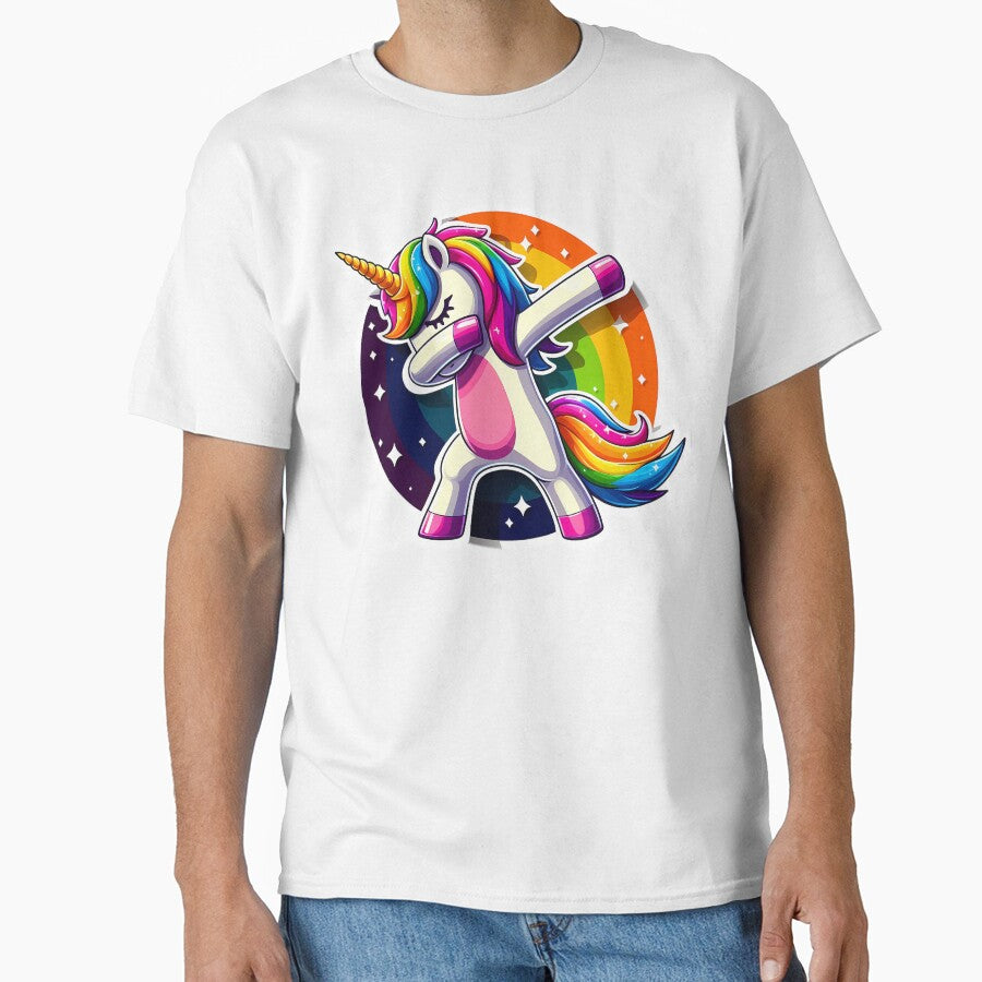 Dabbing Unicorn Rainbow Art | Cute Magical Unicorn Design by Wasfishop T-Shirts, Hoodie, Sweatshirt (Image 1)
