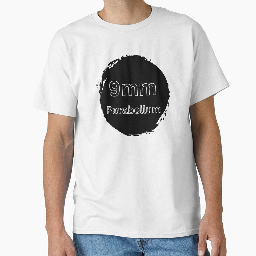 Precise lettering for the caliber 9mm Parabellum ammunition cartridge by Frostquest T-Shirts, Hoodie, Sweatshirt (Image 1)