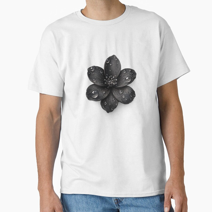 Black Flower Water Drops Transparent T-Shirts, Hoodie, Sweatshirt