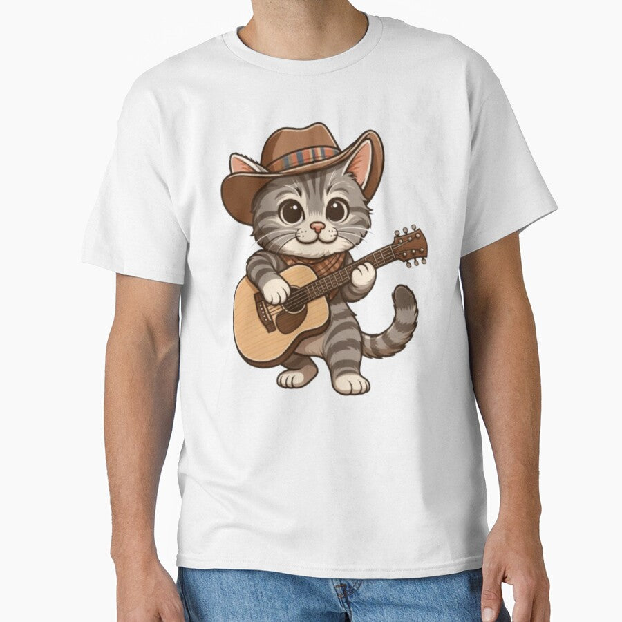 Cowboy Cat Playing Guitar by printmala T-Shirts, Hoodie, Sweatshirt | BlankRebels.com (Image 1)