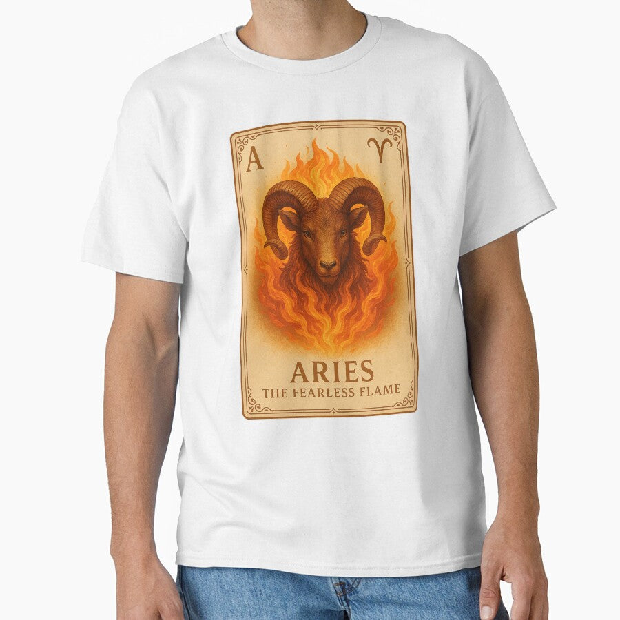 Aries Zodiac Vintage Card – The Fearless Flame by the-dovlat T-Shirts, Hoodie, Sweatshirt | BlankRebels.com (Image 1)