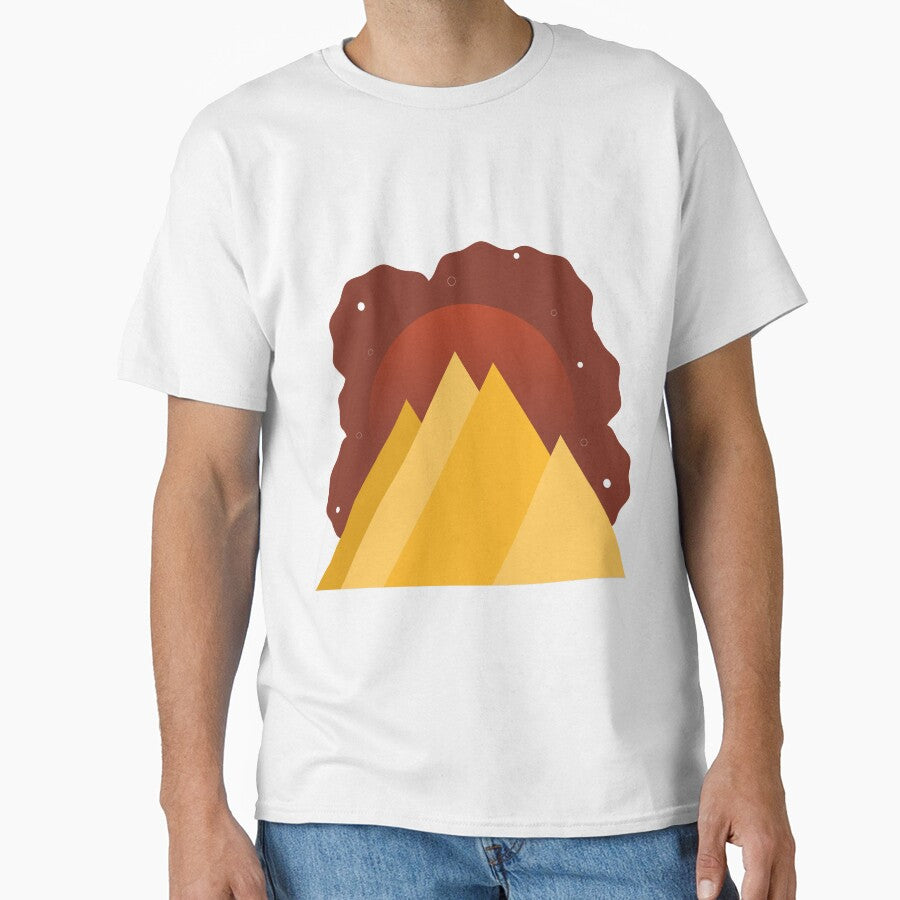 YELLOW MOUNTAINS BROWN SKY - FALL VERSION MINIMALIST ILLUSTRATION Brown BG by MiraiDesigns by miraidesigns... (Image 1)