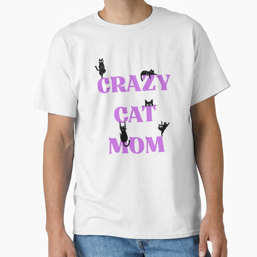 Crazy Cat Mom – Cute Black Cat Cartoon Typography Design by Pokah79 T-Shirts, Hoodie, Sweatshirt | BlankRebels.com (Image 1)