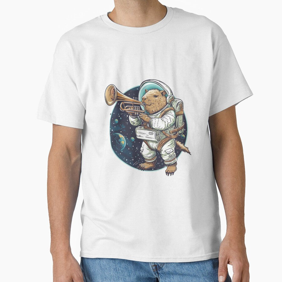 Capybara Playing Cornet Space Funny T-Shirts, Hoodie, Sweatshirt