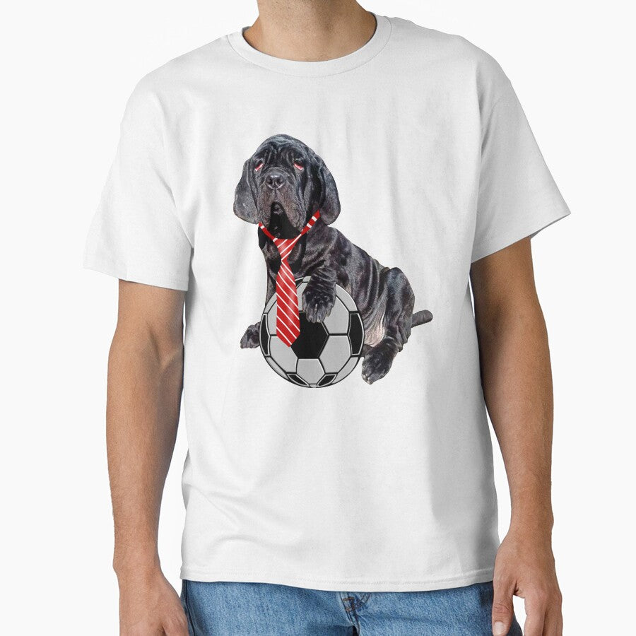 Black dog in a red tie and with a soccer ball by Galina Kostyaeva