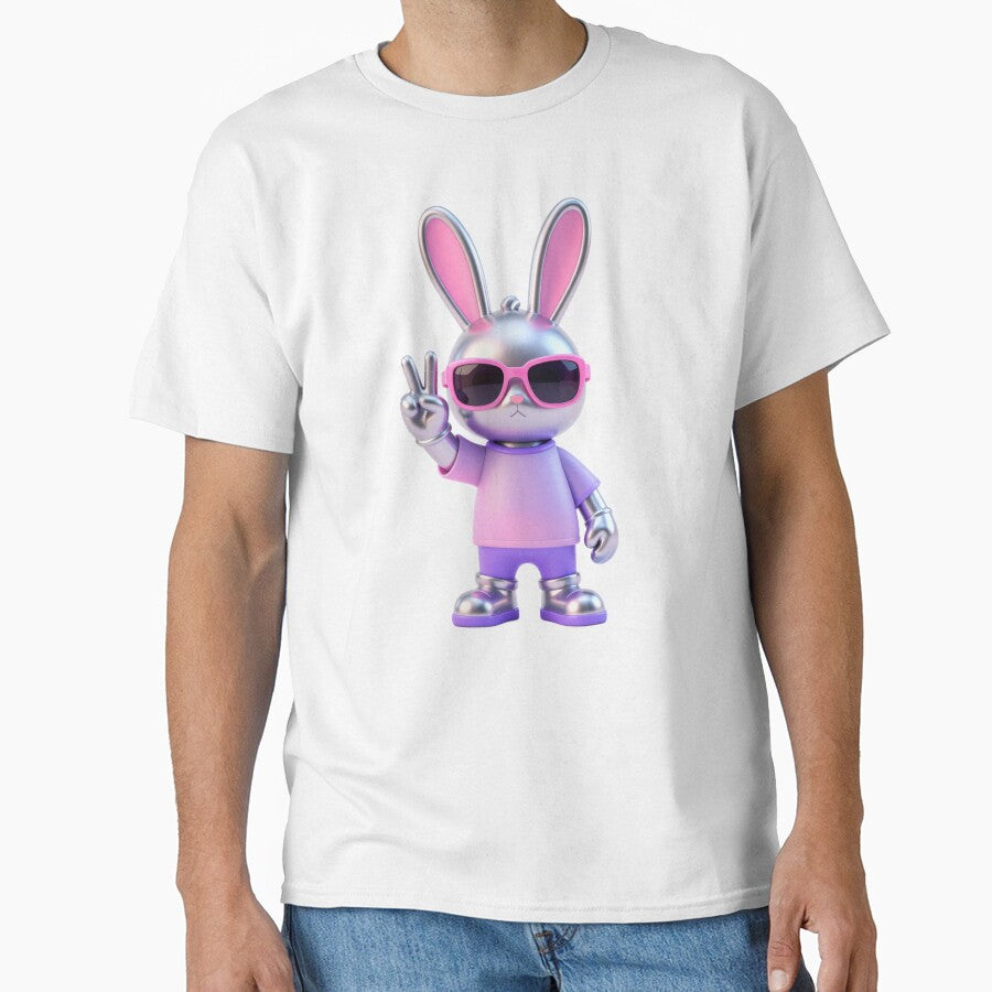Cool Bunny in Sunglasses Peace Sign Retro Y2K Easter Vibes by Artycom T-Shirts, Hoodie, Sweatshirt (Image 1)