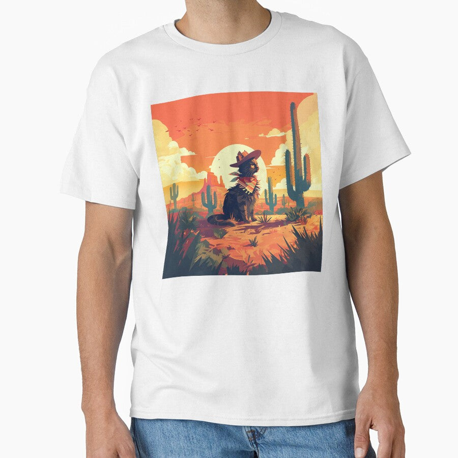 Lone Cowboy Cat Silhouette by Christian Weiss T-Shirts, Hoodie, Sweatshirt | BlankRebels.com (Image 1)