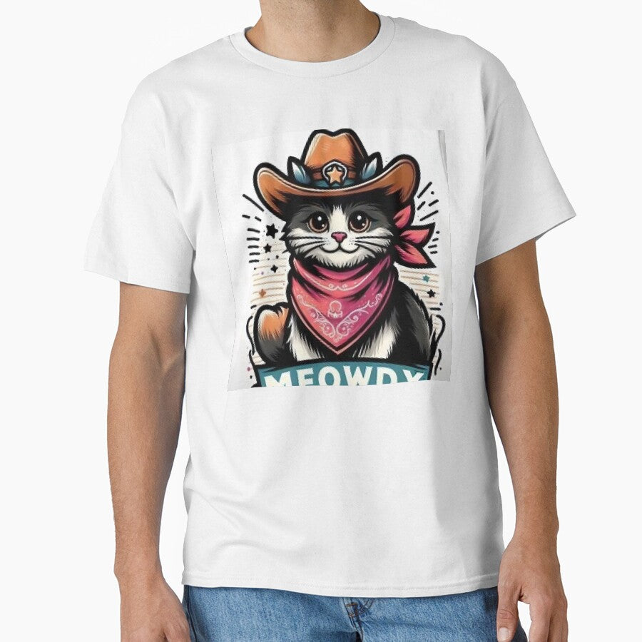 Meowdy - Cute Cowboy Cat Sheriff by Samthecreator01 T-Shirts, Hoodie, Sweatshirt | BlankRebels.com (Image 1)