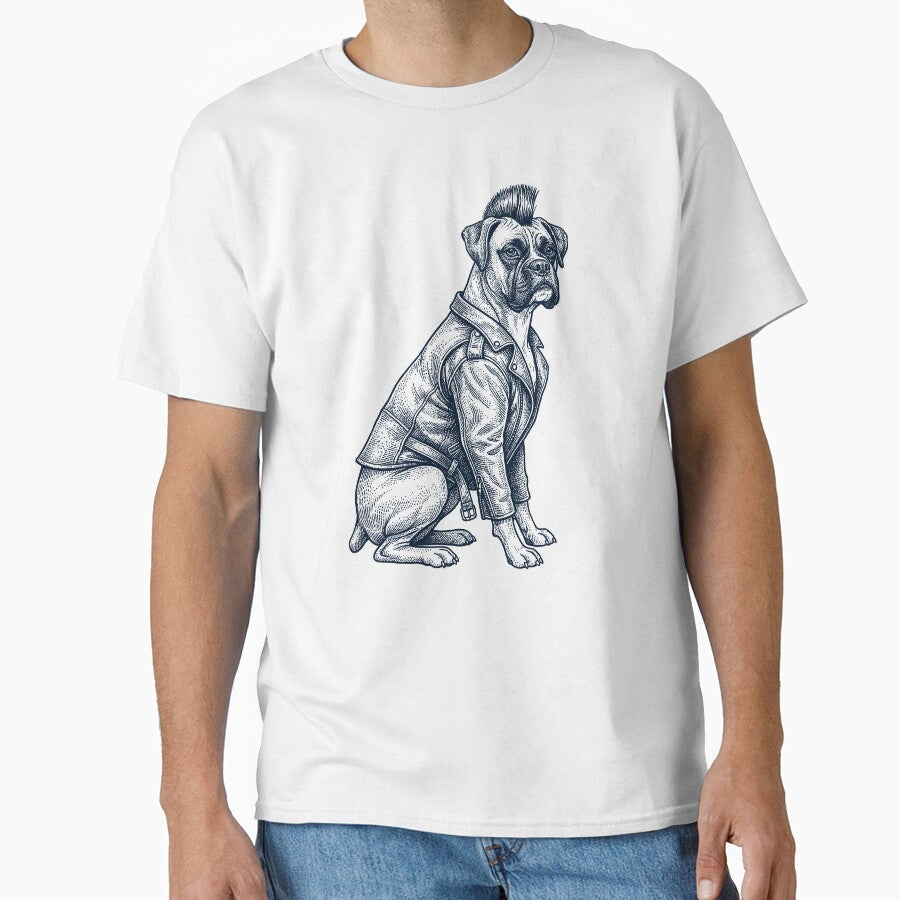Vintage Boxer Dog Punk Mowhawk Dog Mom Dad by DoodleTortle T-Shirts, Hoodie, Sweatshirt | BlankRebels.com (Image 1)