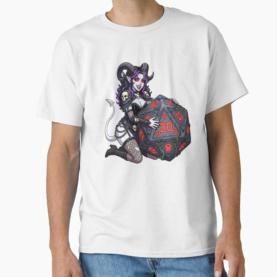 Eldritch Obsession: Gothic Tiefling Warlock Dice Goblin by SkinnyFlatWhite T-Shirts, Hoodie, Sweatshirt (Image 1)