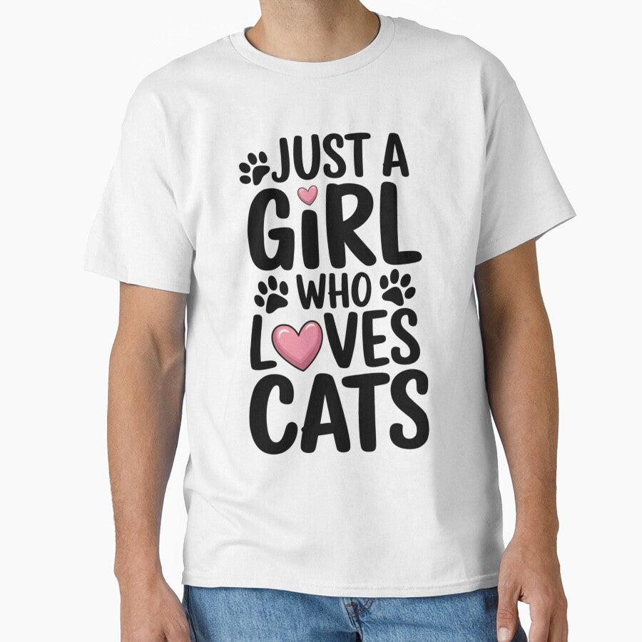 Just a Girl who Loves Cats by YourSunnySideLLC T-Shirts, Hoodie, Sweatshirt | BlankRebels.com (Image 1)