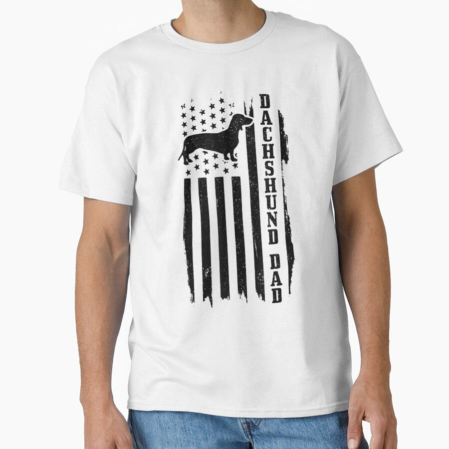 Dachshund Dad Vintage American Flag Patriotic Weiner Dog by Trever Lockman T-Shirts, Hoodie, Sweatshirt (Image 1)
