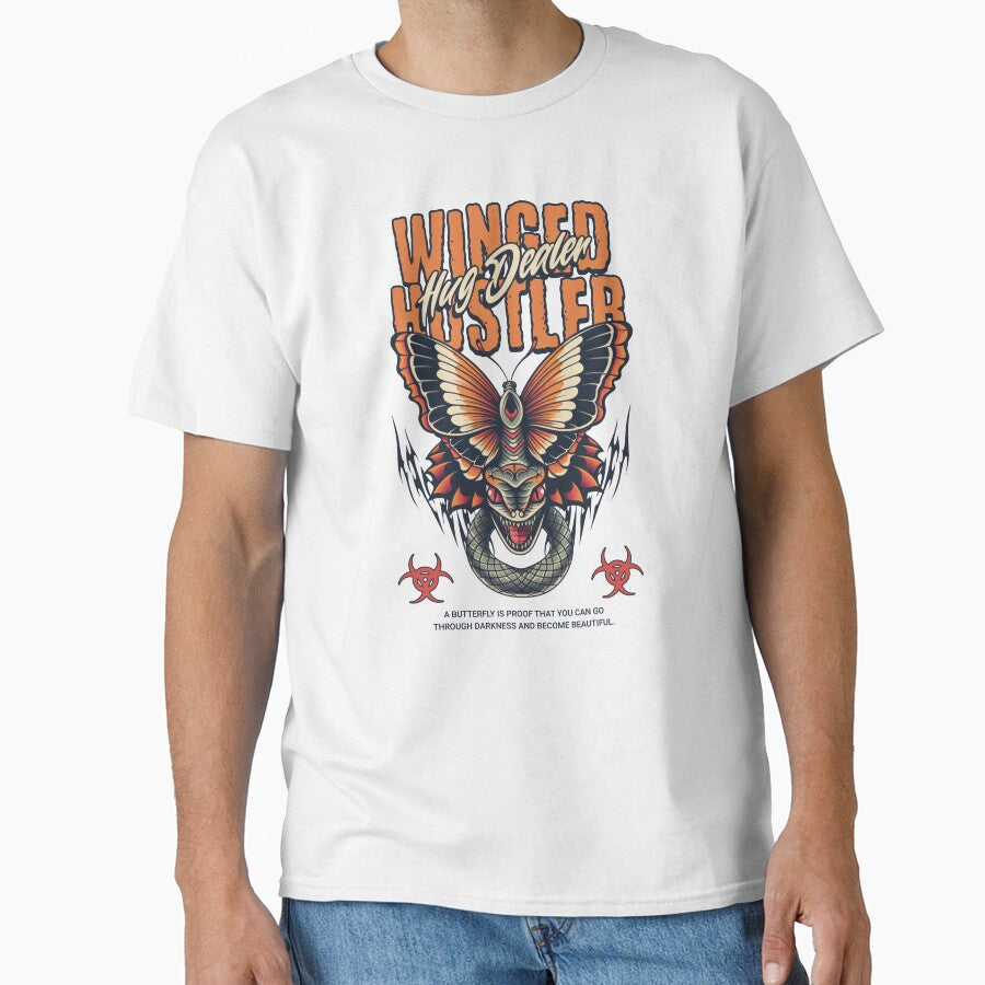 Winged Hustler Hug Dealer Snake Butterfly by Odetee T-Shirts, Hoodie, Sweatshirt | BlankRebels.com (Image 1)