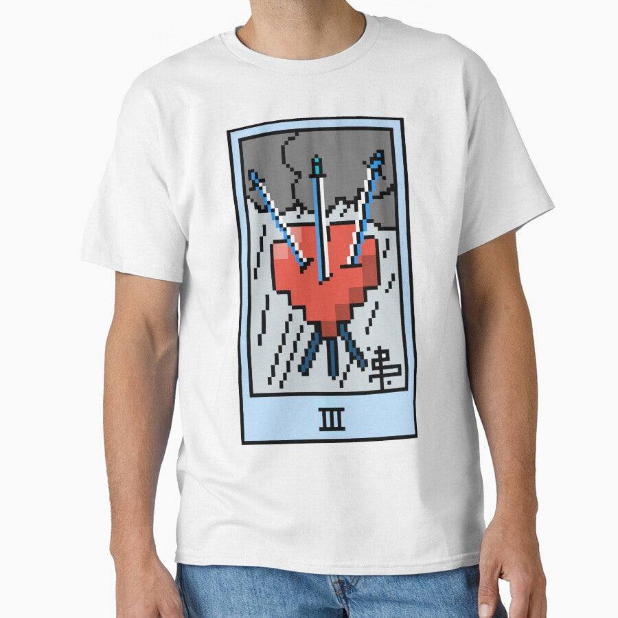 Wait, is this pixel art tarot? Yellow - Minor Arcana 'Three of Swords' (Design for T-shirt, stickers and other... (Image 1)