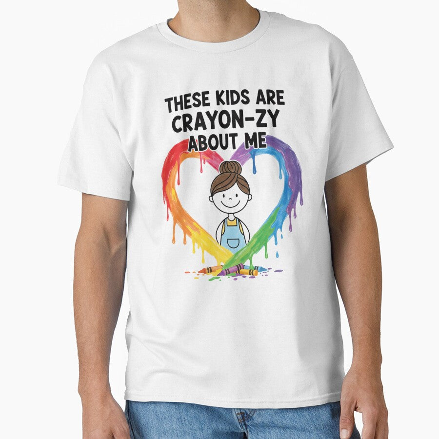 These Kids Are Crayon-zy About Me – Funny Teacher Rainbow Heart Design by PixelQ T-Shirts, Hoodie, Sweatshirt (Image 1)