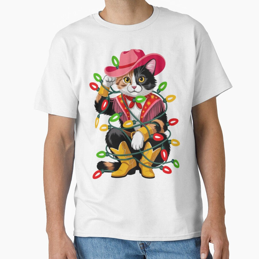 Rodeo Cowgirl Christmas Light Wrapped Cat by JediKittenWars T-Shirts, Hoodie, Sweatshirt | BlankRebels.com (Image 1)