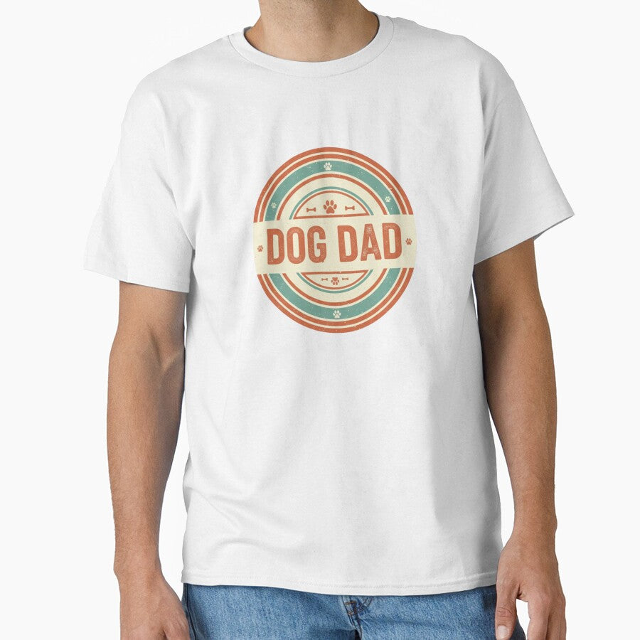 Dog Dad – Retro Vintage Badge T-Shirt Best Gift for Dog Lover by NovaWearPrints